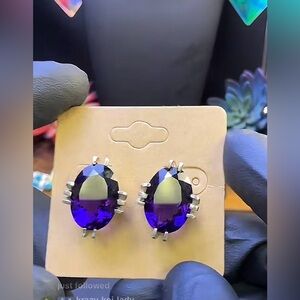 SOMS amethyst studs 925 sterling silver earrings